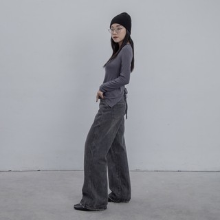 Áo thun len mỏng dài tay khoét lưng buộc dây Gloomy TOP
