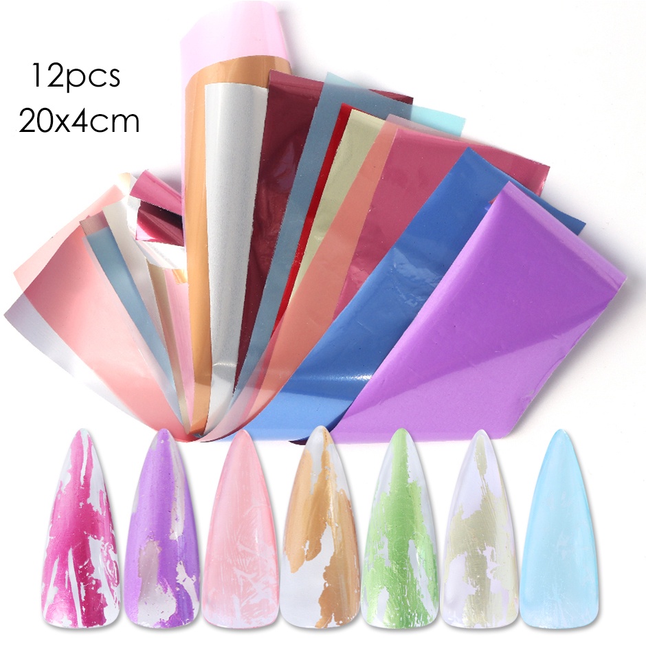 Set 10 miếng dán trang trí móng tay nghệ thuật STZPRONAIL màu sắc ánh kim lấp lánh nhám thời trang