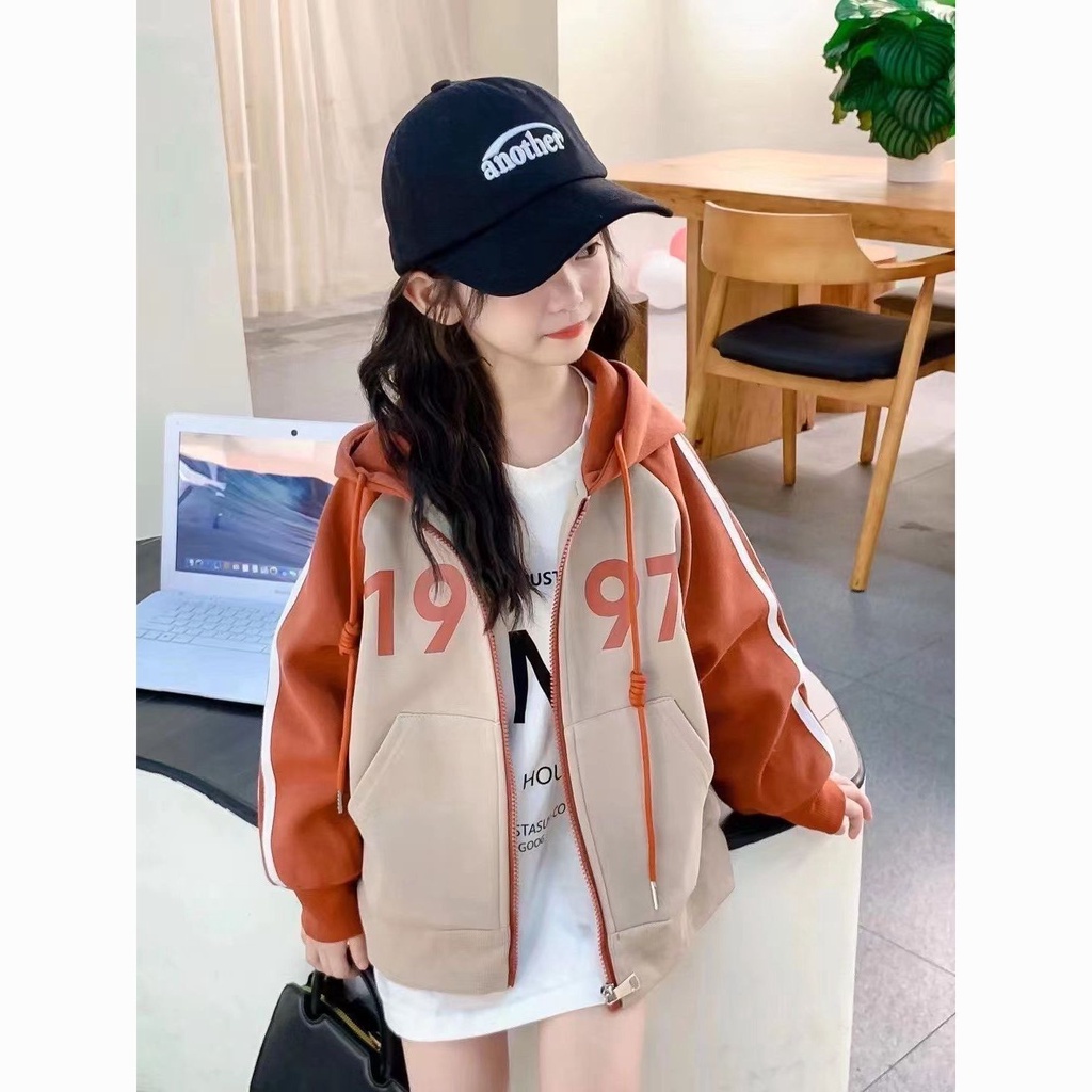 Áo Khoác hoodie Hai Lớp Màu Hồng Dễ Thương Thời Trang Thu Đông 2022 Cho Bé Gái 9 Tuổi