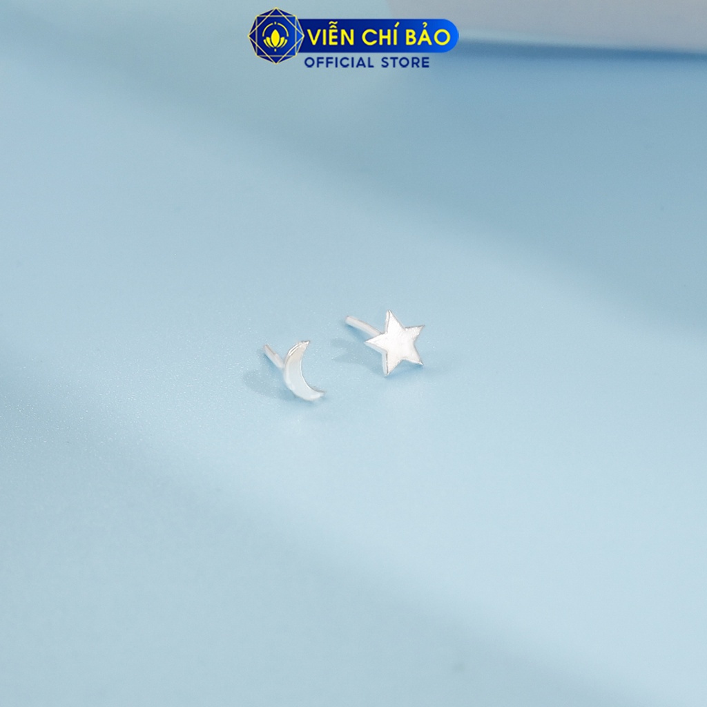 Bông tai bạc nữ hình trăng sao chất liệu bạc 925 thời trang phụ kiện trang sức Viễn Chí Bảo E079