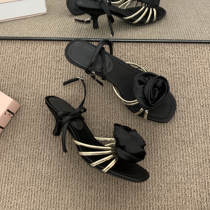 Ginne Giày Cao Gót 5cm Mùa Hè Nhẹ Nhàng Phong Cách Pháp Thanh Lịch Có Dây Đeo Một Dây Buộc Phiên Bản Hàn Quốc Cao Cấp Cho Nữ