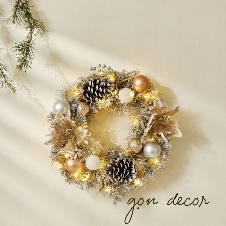 Vòng nguyệt quế treo trang trí noel, vòng trang trí Giáng sinh phong cách Bắc Âu - Gọn Decor