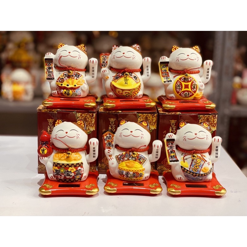 Mèo thần tài sứ vẫy tay năng lượng 10cm-14cm