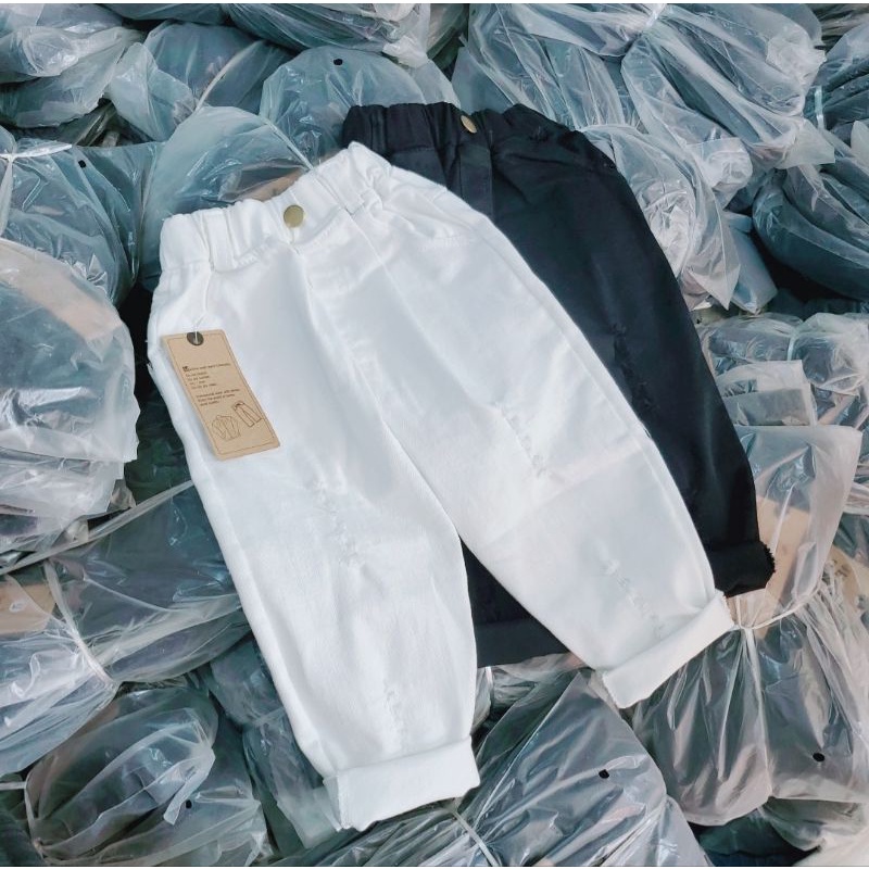 Quần dài kaki bé trai đen trắng chất đẹp co dãn