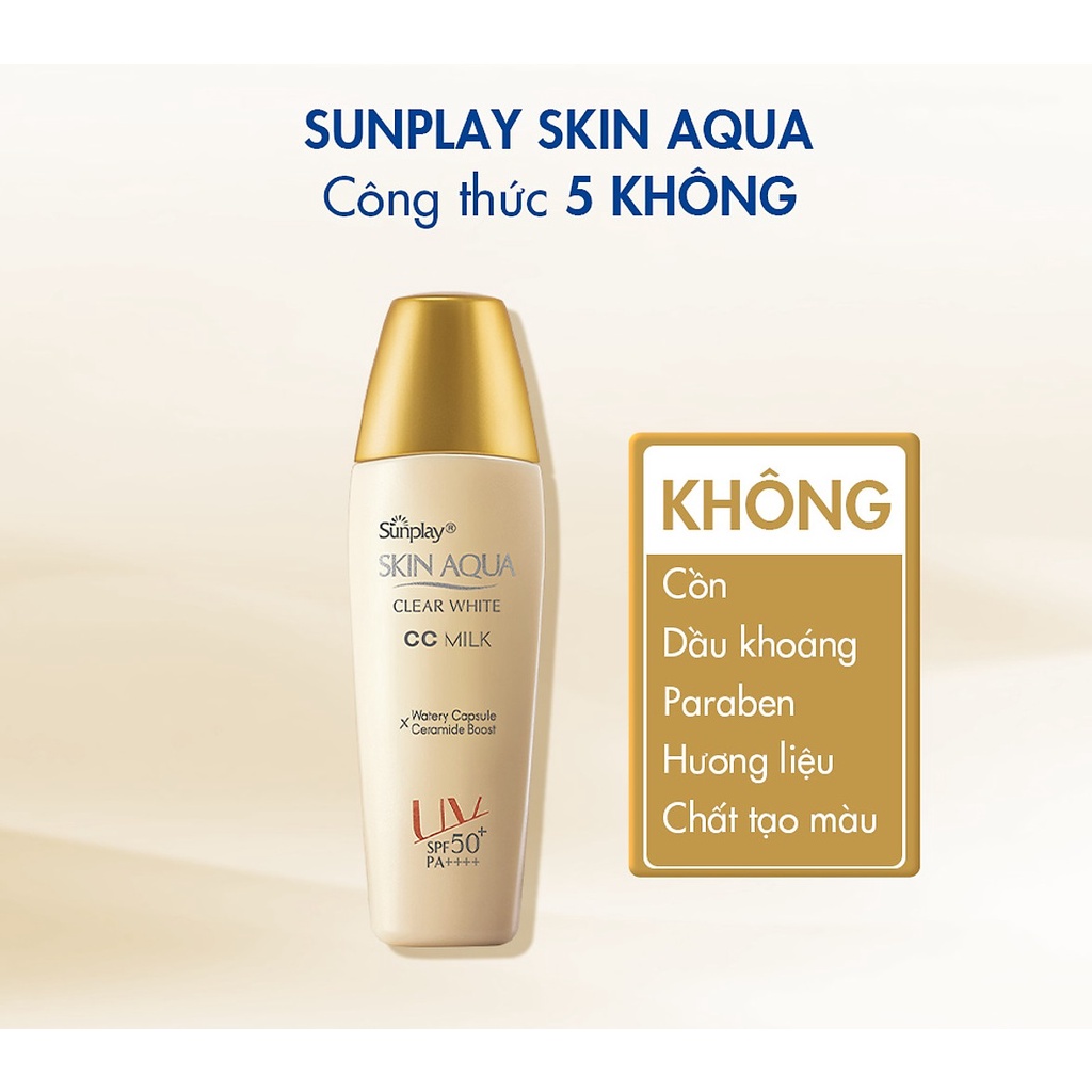 Sữa Chống Nắng Dưỡng Da Tạo Nền Trắng Mịn Sunplay Skin Aqua Clear White CC Milk SPF50 PA++++25Gr