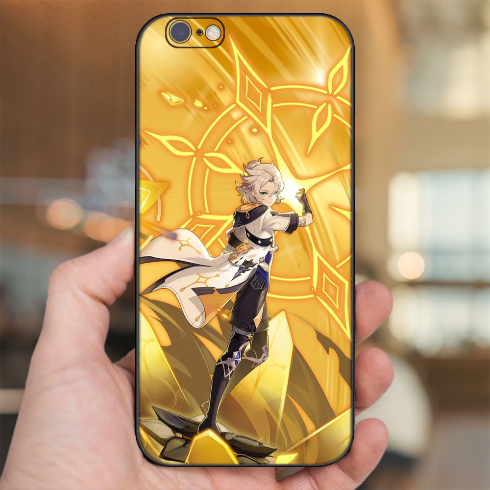 Ốp lưng iPhone 6, 6s dẻo đen cạnh vuông in hình Albedo Genshin Impact