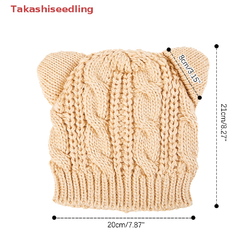 (Takashiseedling) 1 Mũ Dệt Kim Đính Tai Mèo Giữ Ấm