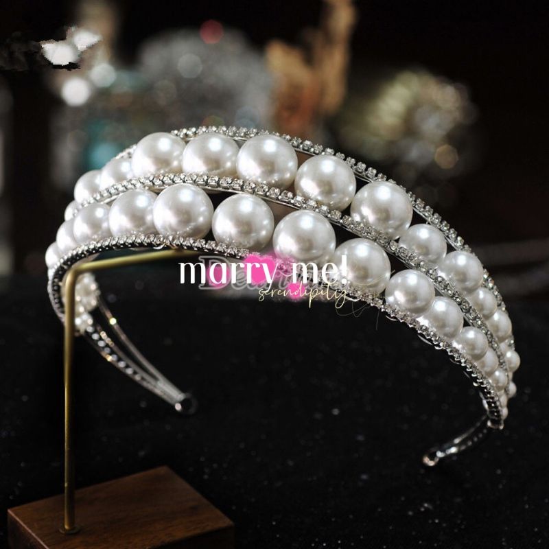 Cài tóc chuỗi vương miện 2 tầng