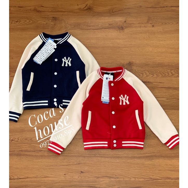 Áo khoác bomber lót nỉ nhung MLB cho bé trai bé gái(15-50kg)