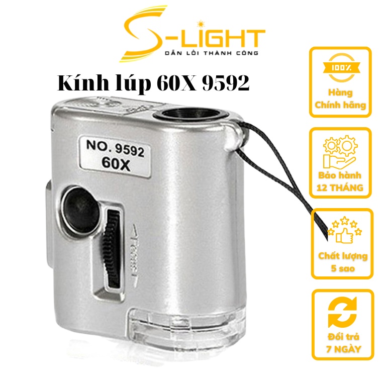 Kính lúp 60X mini no. 9592 có đèn led