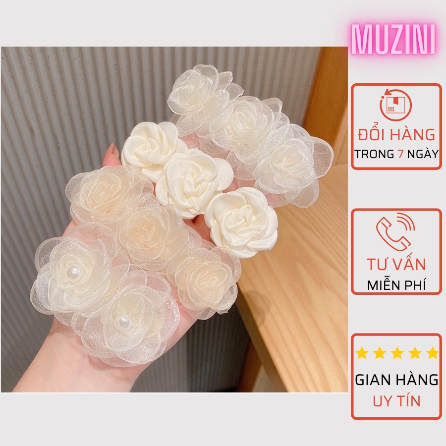 Kẹp tóc nữ Muzini cặp tóc đính hoa hồng phong cách thời trang hàn quốc KH01