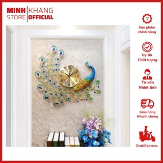 Đồng Hồ Treo Tường 3D Con Chim Công Đậu Cành Mai WM122 (Treo Ngang) Chính Hãng JJT