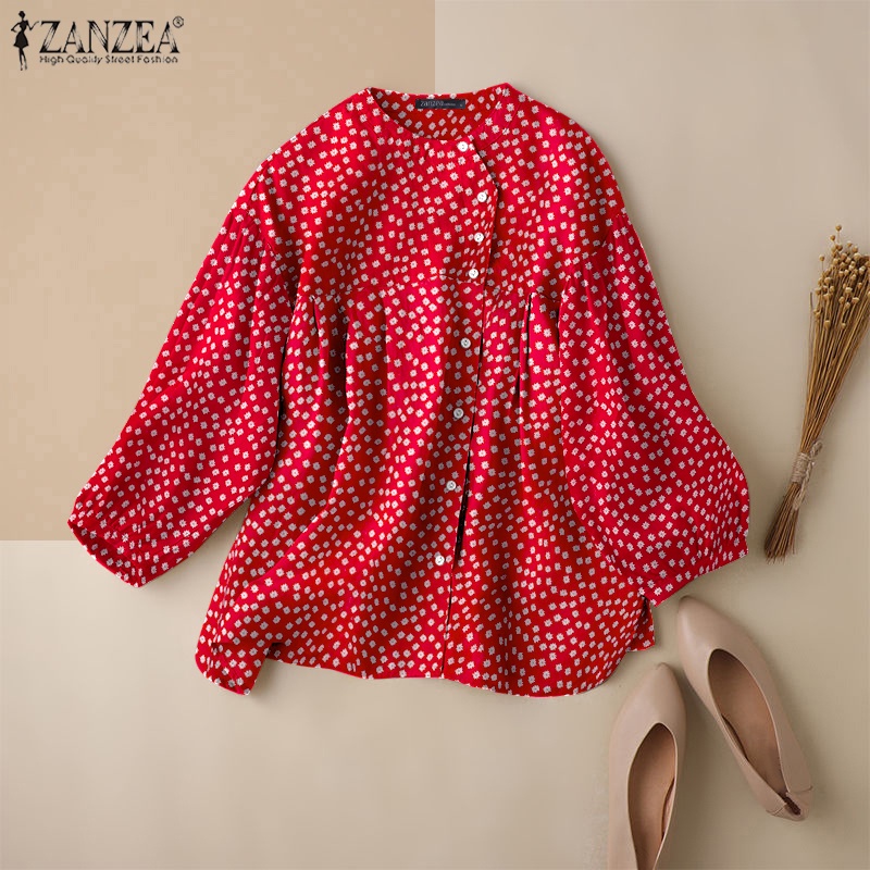 Áo kiểu ZANZEA tay dài cổ tròn in họa tiết hoa thời trang cho nữ