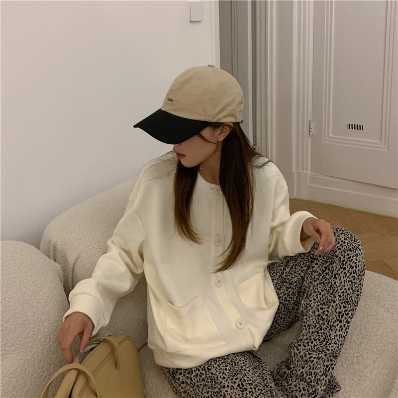 Áo Khoác Dáng Rộng Màu Sắc Đơn Giản Phong Cách retro Mỹ Cho Nữ