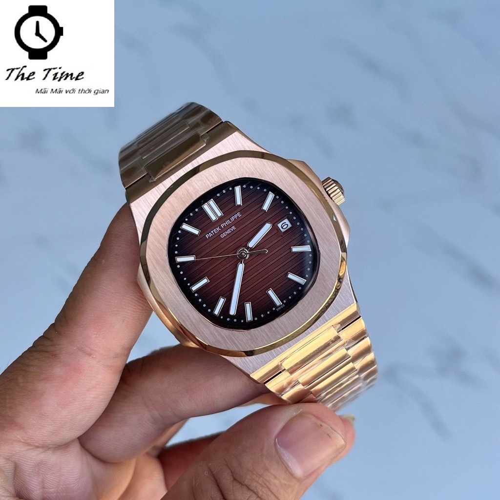 Đồng Hồ Nam PP GENEVE Viền Trơn Máy Cơ Automatic, 41mm Chống Nước 5ATM