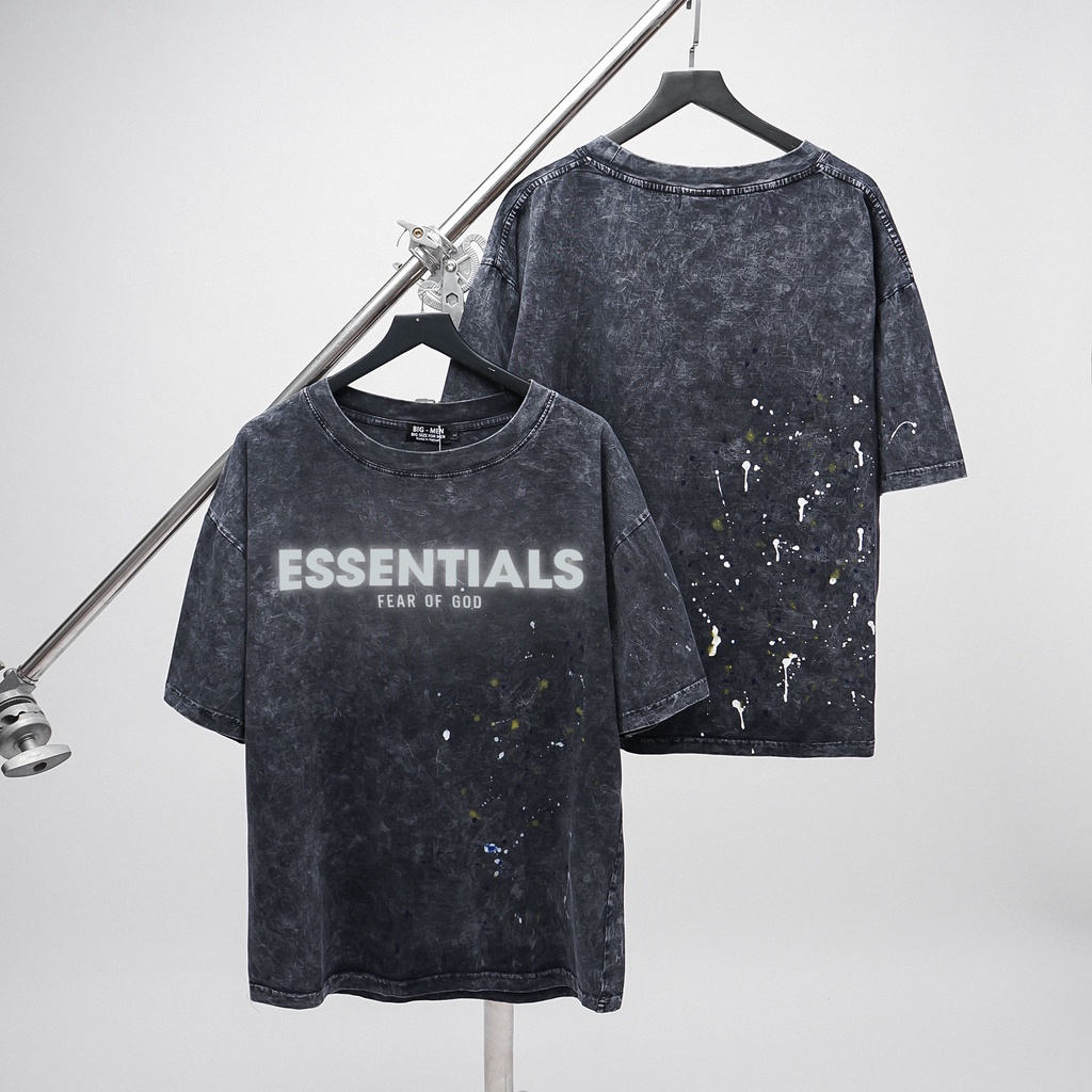 [bigsize] Áo thun wash phun sơn in chữ phản quang đẹp bigsize nam < 140kg