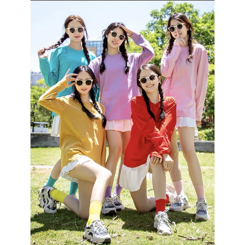 Áo thun TAY DÀI TRƠN 6535 ❤️ Áo tay dài Unisex form rộng Freesize dành cho nam nữ Molly Fashion