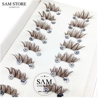 Mi Sammi gân trong gắn đuôi mắt màu nâu tây, mi cao cấp siêu đẹp, mi mềm không nặng mắt