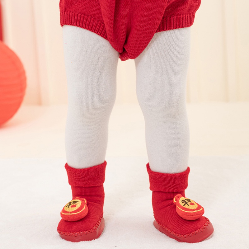 Vớ Da Dày Dặn Chống Trượt Họa Tiết Hoạt Hình Thời Trang Thu Đông Cho Bé
