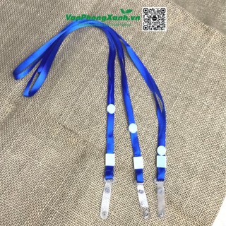 Dây đeo thẻ kẹp nhựa, dây lụa (màu xanh, đỏ) (Cái)