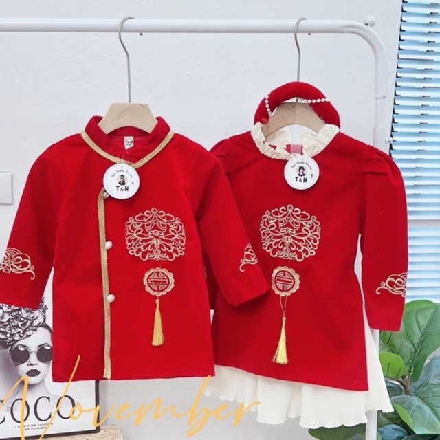 Áo dài Cặp cho bé trai hoặc gái 10-25kg