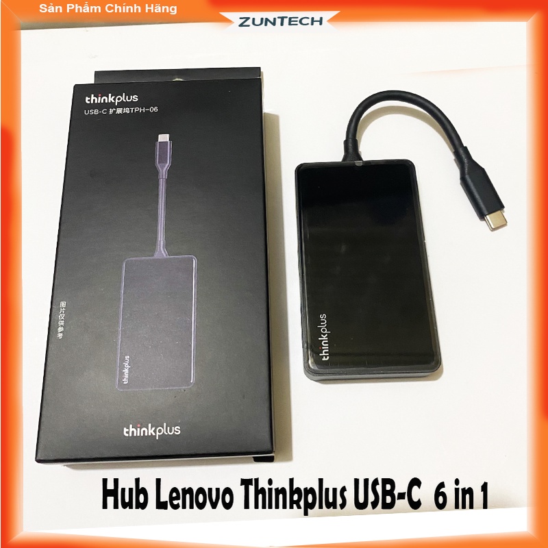 Hub Lenovo Thinkplus USB-C 6 trong 1 TPH06 ra cổng HDMI, VGA, Type C, USB 3.0 dùng cho Lap Dell, HP, Thinkpad, Ma.cb.ook