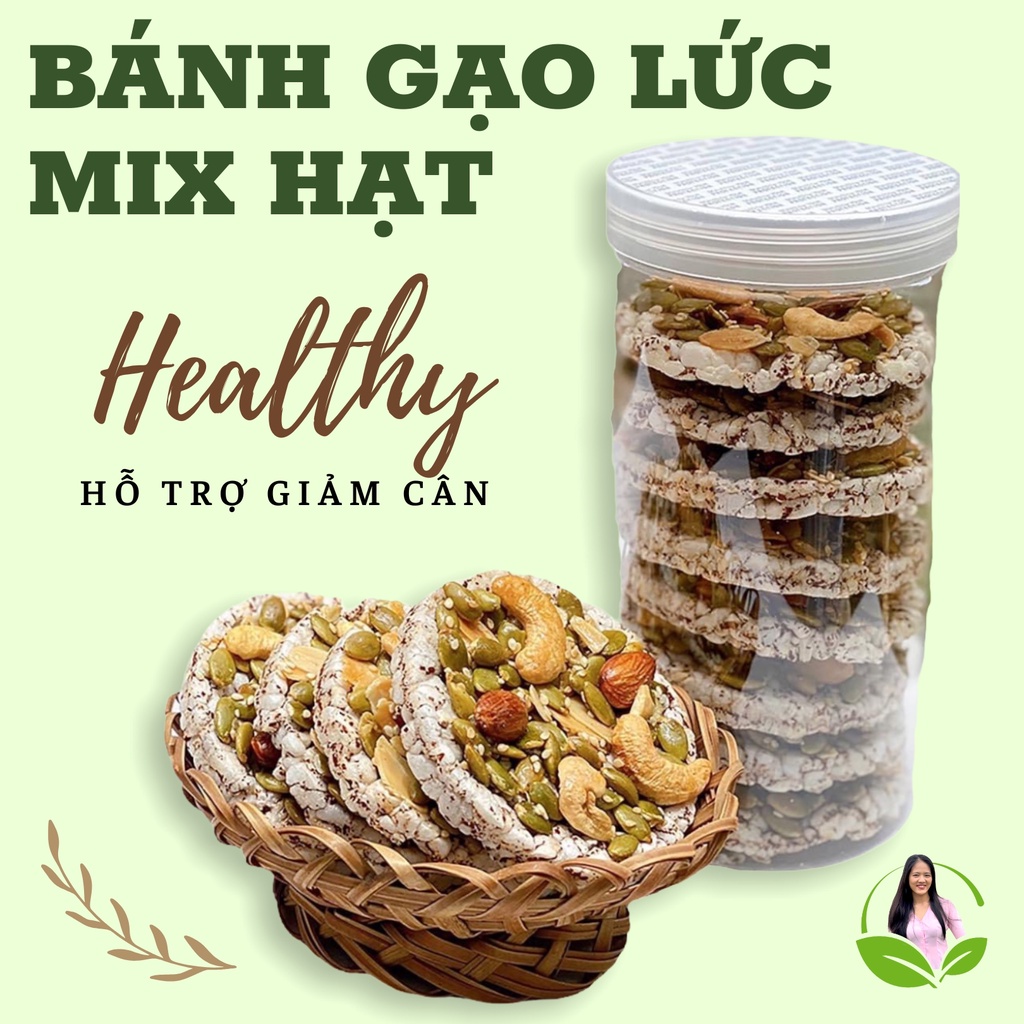 Bánh gạo lứt mix hạt nướng mật ong ăn kiêng không đường dành cho người bị tiểu đường bà bầu ăn vặt giảm cân