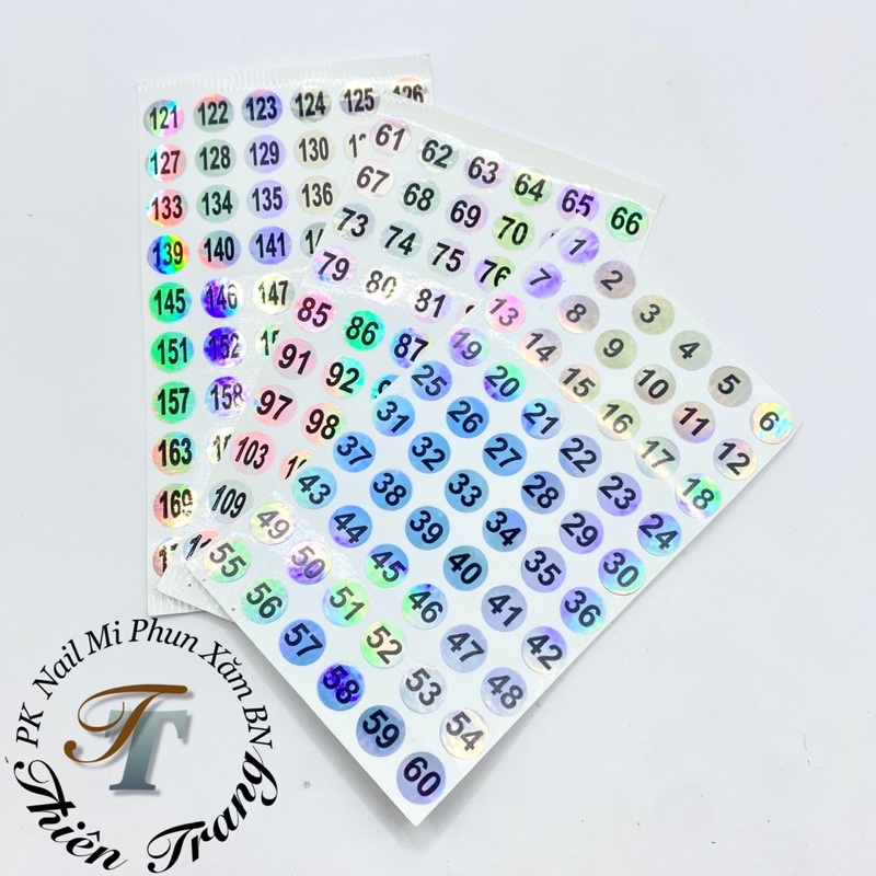 Tem số dán chai sơn 180 số ánh 7 màu