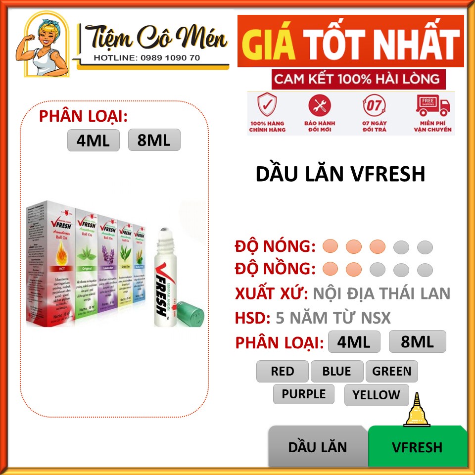DẦU GIÓ VFRESH / DẦU NÓNG THẢO DƯỢC VFRESH INDONESIA - 4ML & 8ML