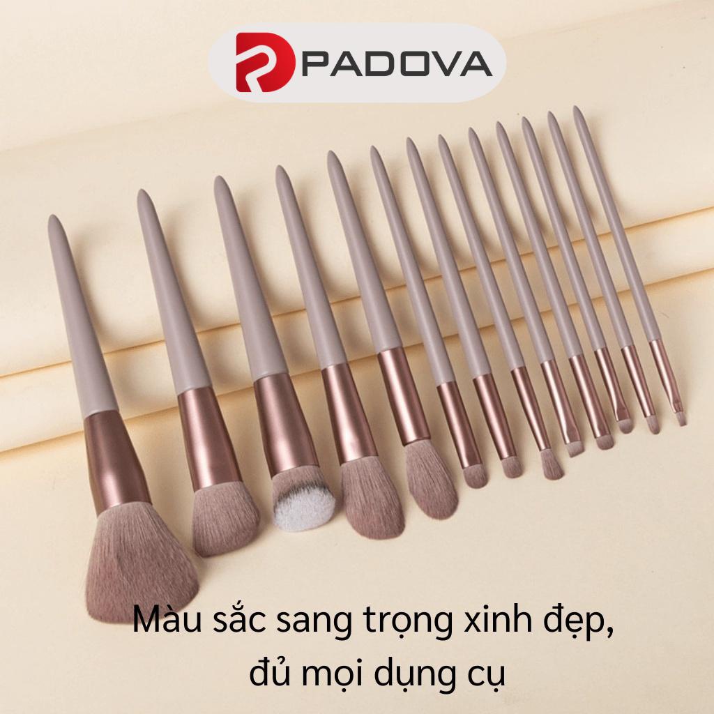 Bộ Cọ Trang Điểm Cá Nhân 13 Món Kèm Túi Vải Cao Cấp, Lông Mềm Mượt PADOVA 9818