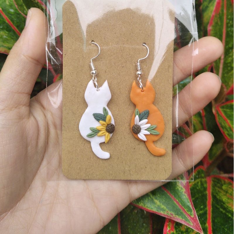 Meow meow - Khuyên tai đất sét Polymer