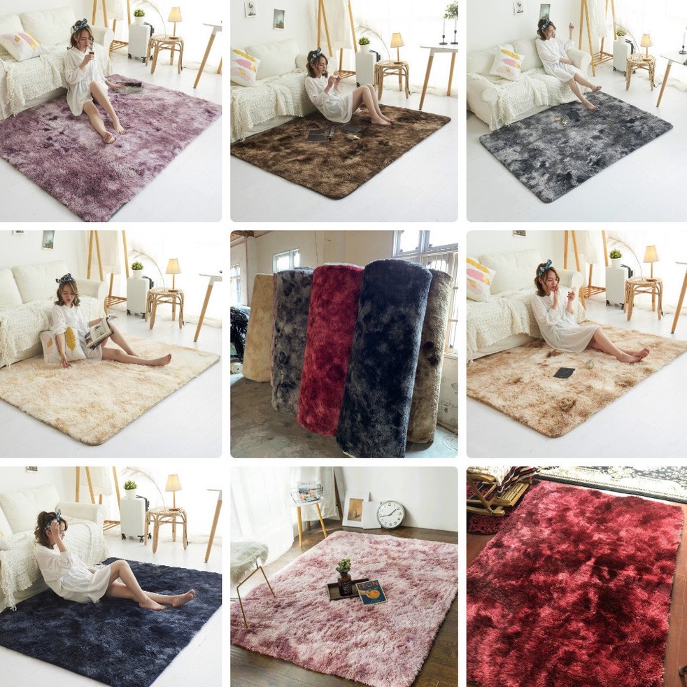 Thảm lông loang trải sàn trang trí phòng khách decor phòng ngủ 2022