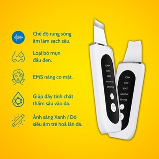 Máy Cà Da Ultrasonic Điên Di Tinh Chất Làm Sạch Sâu Da Mặt Lấy Đi Da Chết Bụi Bẩn Mụn Ẩn (Tích điện)