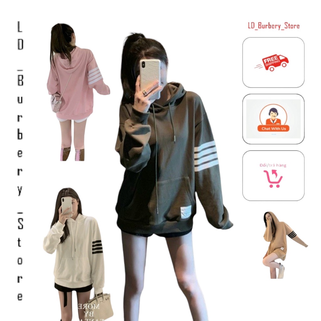 Áo khoác hoodie Nữ chất vải thun nỉ phối 4 sọc tay siêu đẹp UTLDhoodie161