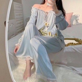 Bộ đồ ngủ tiểu thư chất lụa latin mềm mại, bộ mặc nhà cao cấp sang chảnh