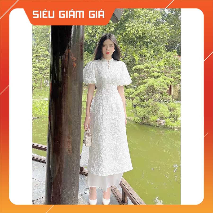 Áo Dài Cách Tân Thiết Kế Chất Gấm Xốp Tay Bồng Tiểu Thư M2644 - Thời trang Teen 888