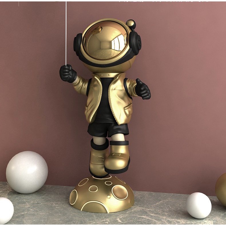 Tượng Phi Hành Gia mặt gương size 60cm - decor trang trí - chất liệu cao cấp
