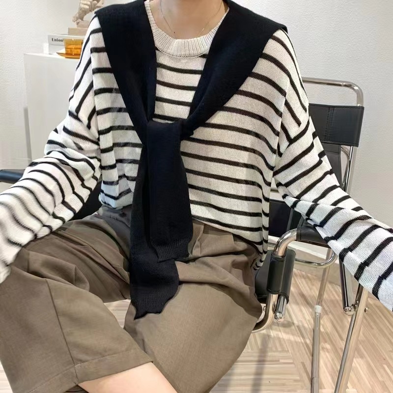 Áo Dệt len tay dài TẶNG KÈM Khăn quàng cổ có thể tháo rời. Áo thun basic Mongtoghi vừa vặn, thoáng mát, form rộng