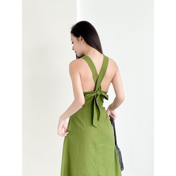 ĐẦM LINEN CUTOUT EO NƠ LƯNG