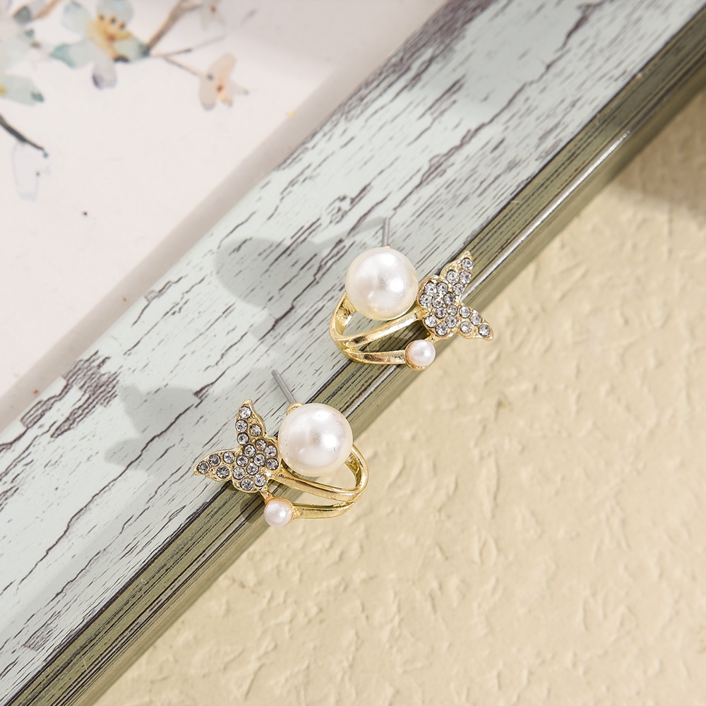 Bông Tai Hình Bướm Đính Ngọc Trai Sang Trọng Cho Nữ