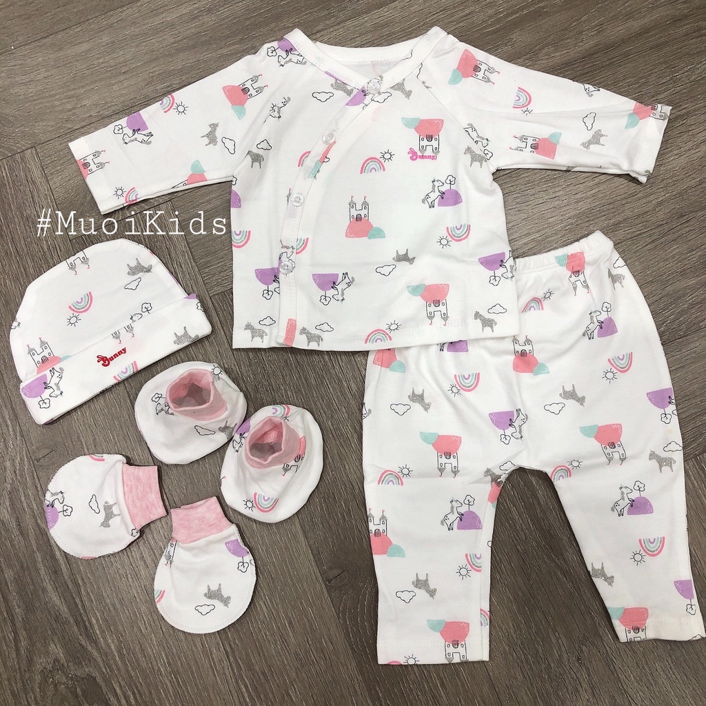 Bộ Sơ Sinh Kèm Nón Vớ⚡️FREE SHIP⚡️Set Bộ Bunny Cho Bé Từ Sơ Sinh Đến 10Kg Kèm Mũ