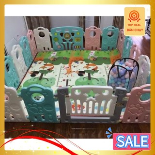 [Mã MKBC13 giảm 80k đơn 1 triệu] (TẶNG THẢM, BÓNG, RỔ ĐỰNG BÓNG) quây cũi nhựa an toàn cho bé