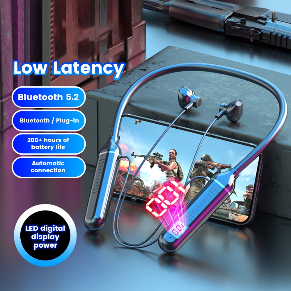 Bộ tai nghe Elough thể thao không dây bluetooth 5.2 chống nước có nam châm hỗ trợ thẻ TF tiện dụng
