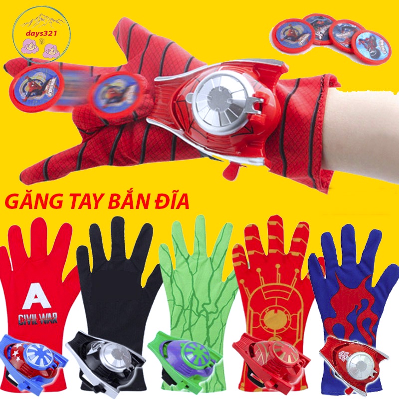 Đồ chơi Găng Tay Bắn Đĩa Người nhện Siêu Nhân Superman, Captain ,Ironman, Spiderman, Hulk trẻ em