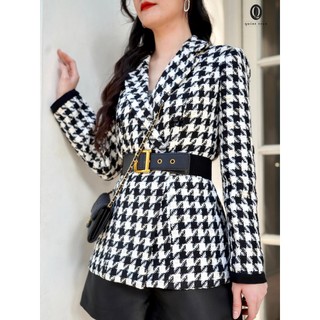Áo khoác dạ tweed nanh sói đen