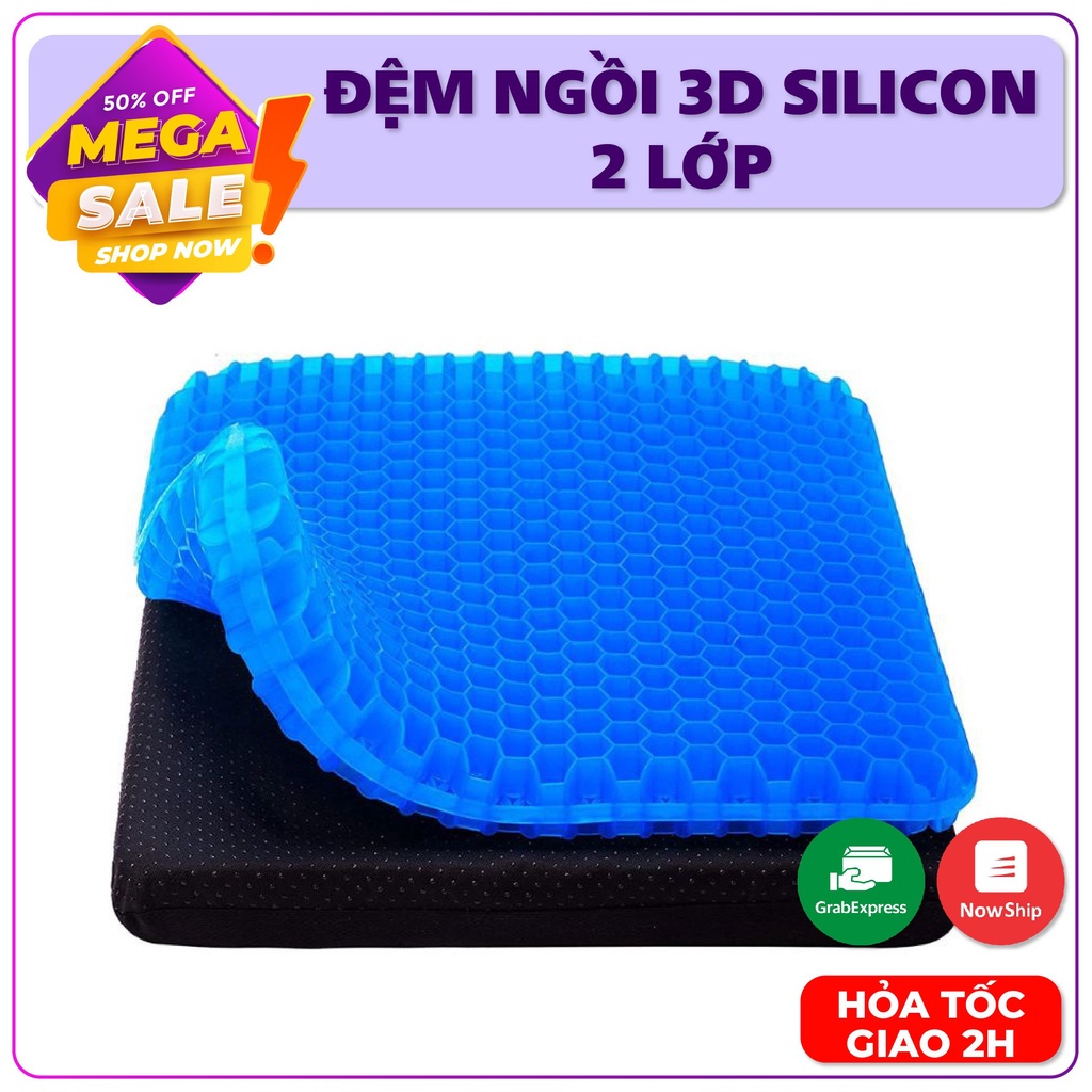 Đệm ngồi 3D thoáng khí lót mông silicon cao cấp 2 lớp