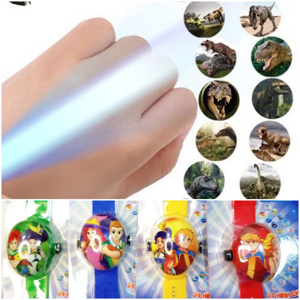 Đồng hồ chiếu hình 3D điện tử đeo tay đủ hình nhân vật hoạt hình thú vị cho bé trai và bé gái