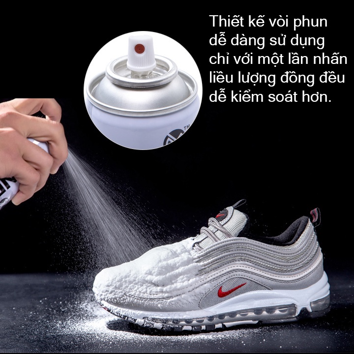 Bình xịt tạo bọt vệ sinh giày dép, tẩy trắng, làm sạch sâu, khô nhanh,