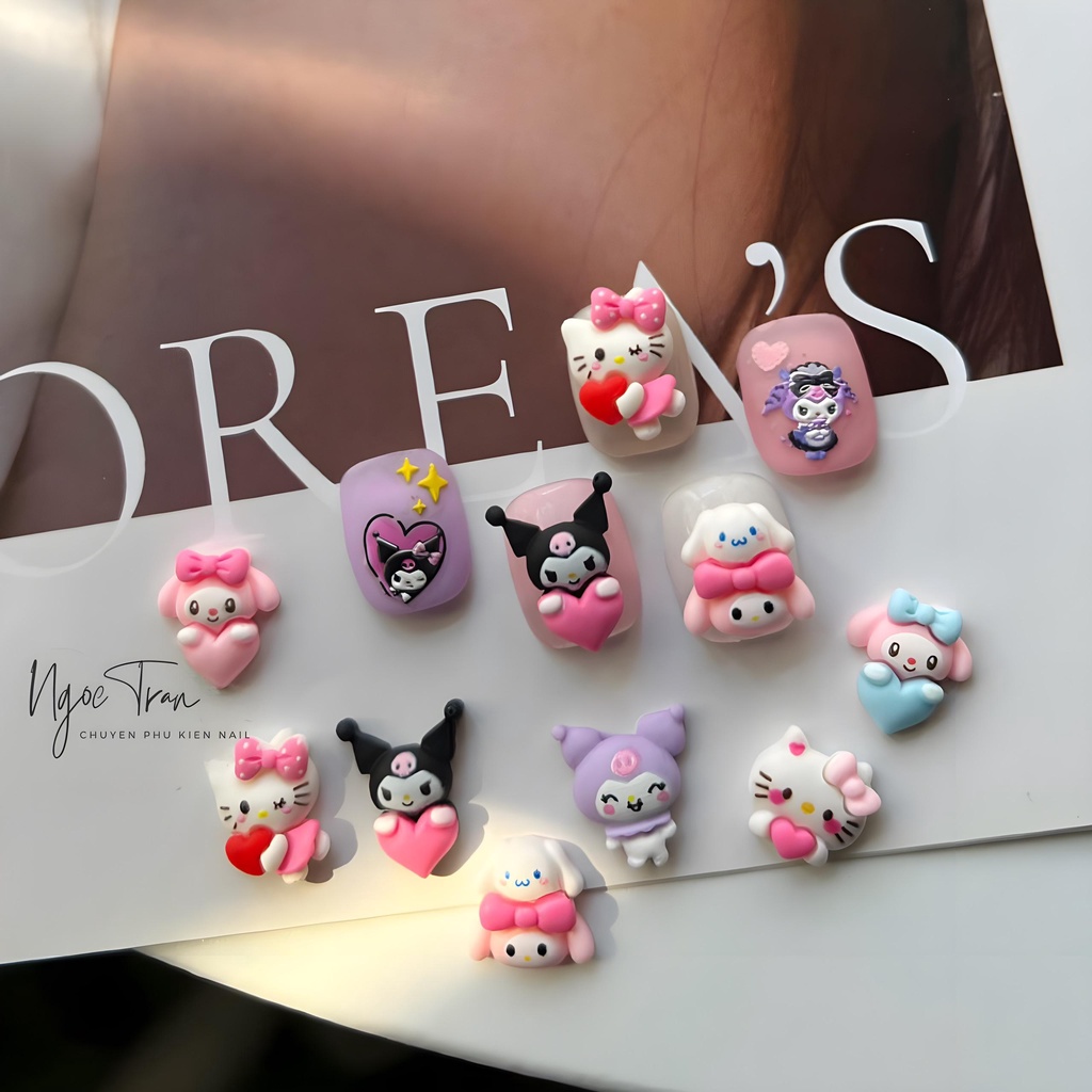 Charm Thú Hoạt Hình Sanrio Trang Trí Móng Hàn Quốc