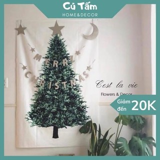 Tranh vải treo tường họa tiết Giáng sinh, tranh Noel decor nhà cửa họa tiết cây thông Giáng Sinh - cutam.homedecor